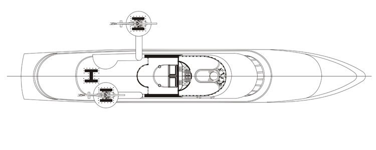 287 Foot custom yacht flight deck