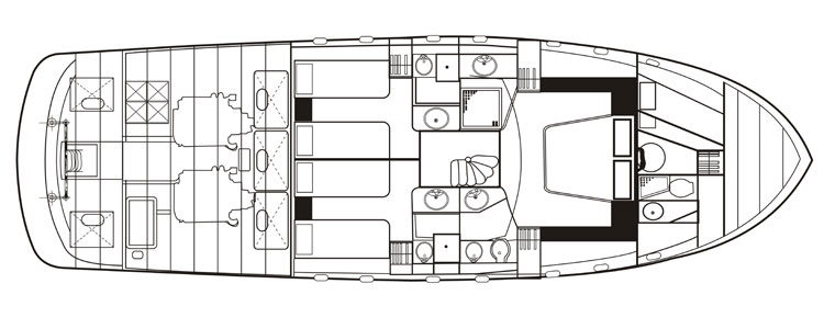 60 Foot Semi-custom yacht lower deck