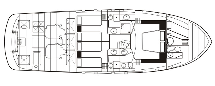 60 Foot Semi-custom yacht lower deck